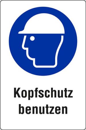 Schild Kopfschutz benutzen